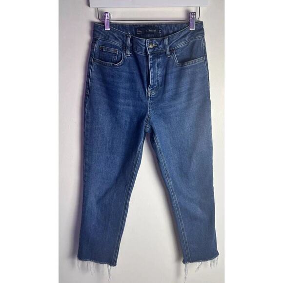 Boden High Rise Button Relaxed Stretch Straight Jeans Ankle Raw Hem Sz 6 Petite - Picture 2 of 9
